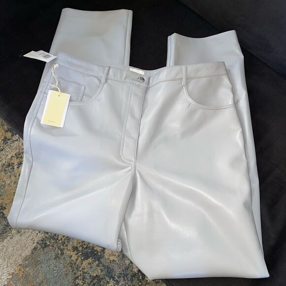 NWT Wilfred Melina Marble Grey Vegan Leather Pants, Size 16 - Picture 3 of 9